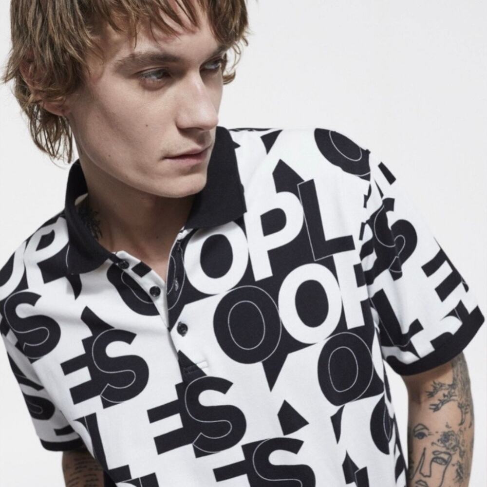 The Kooples Allover Logo Polo NWT
Black/White Size 2/M